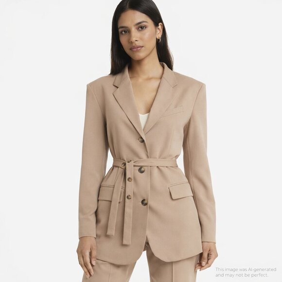 Topshop Jackets & Blazers - Topshop Belted Trench Blazer Khaki Tan Jacket Size 6 New Preppy Academia Office